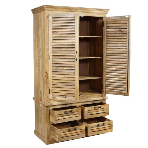 Dielenschrank MAREDA Landhaus Garderobenschrank Kleiderschrank Lamellen - Bild 5 von 9