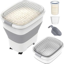 20-50Lbs Rice Container,Collapsible Food Storage Containers W/ Airtight Clear