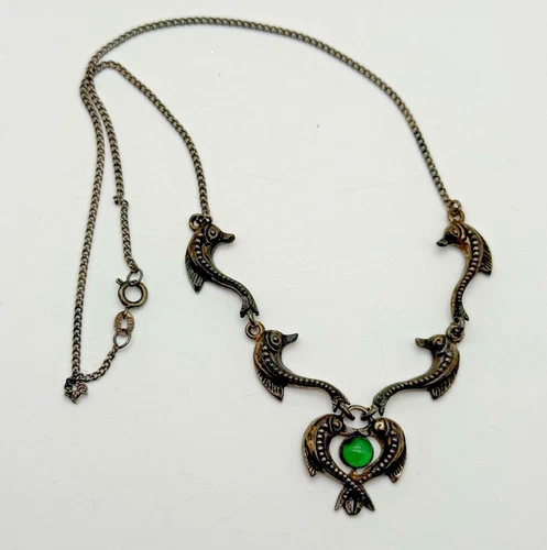Necklace  Fine Silver 950 Dolphins Koi Fish A19 Taxco Mexico Vintage Artisan