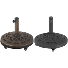 Outsunny Round Patio Umbrella Base with Wheels, 46 lbs Resin Umbrella Stand