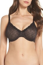 Wacoal 855295 Vivid Encounter Convertible Lace-Trim Bra Sz 32DD Black
