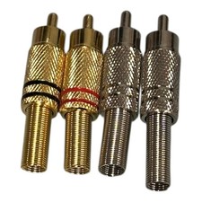 RCA Male Plug Connectors Lot 4 Gold Silver Red Black Audio Cable DIY Plugs