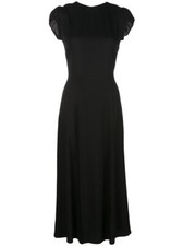 NWT Reformation Gavin in Black Cutout Back Side Slit Crepe Midi Dress 0