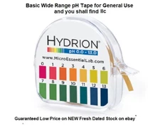 HYDRION Lab USA pH Test Paper Tape Strips 15ft Roll 0-13 Wide Range # 93 EX 2028