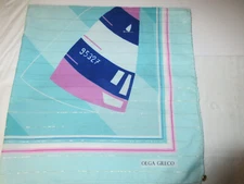 Vintage Olga Greco Sailboat   Oversized Square Scarf    (BB2).