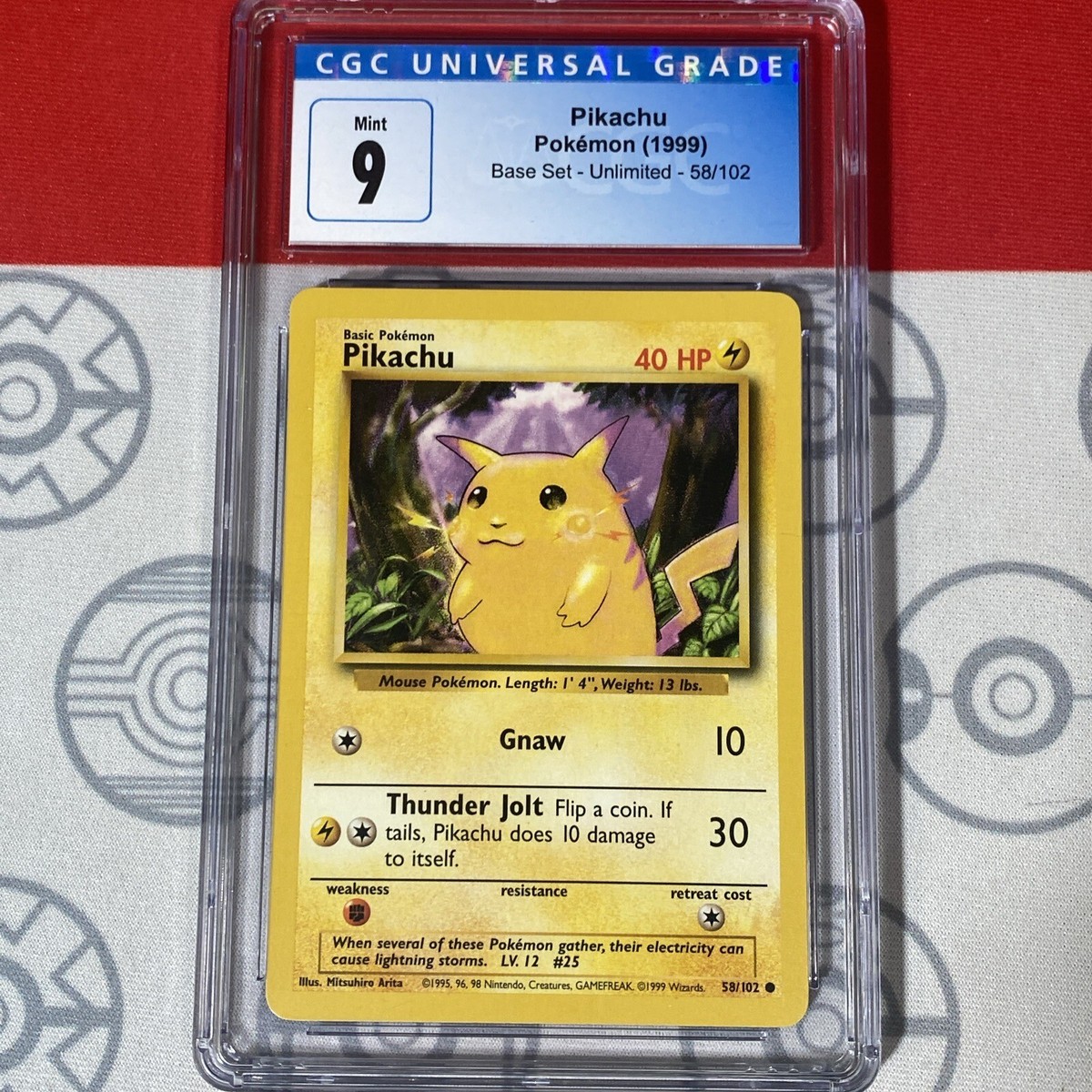 CGC 9 MINT Pikachu 58/102 Pokemon 1999 Base Set Unlimited Card