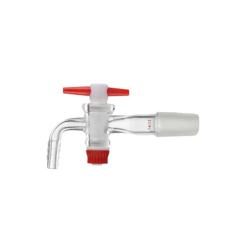 14/23 Glass Vacuum Adapter Bent Hose Connection PTFE Stopcock Chemistry Valve