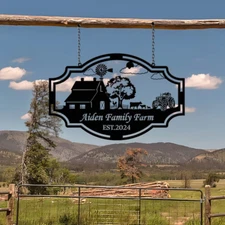 Personalized Farmhouse Sign,Metal Farm Sign,Custom metal farm name sign