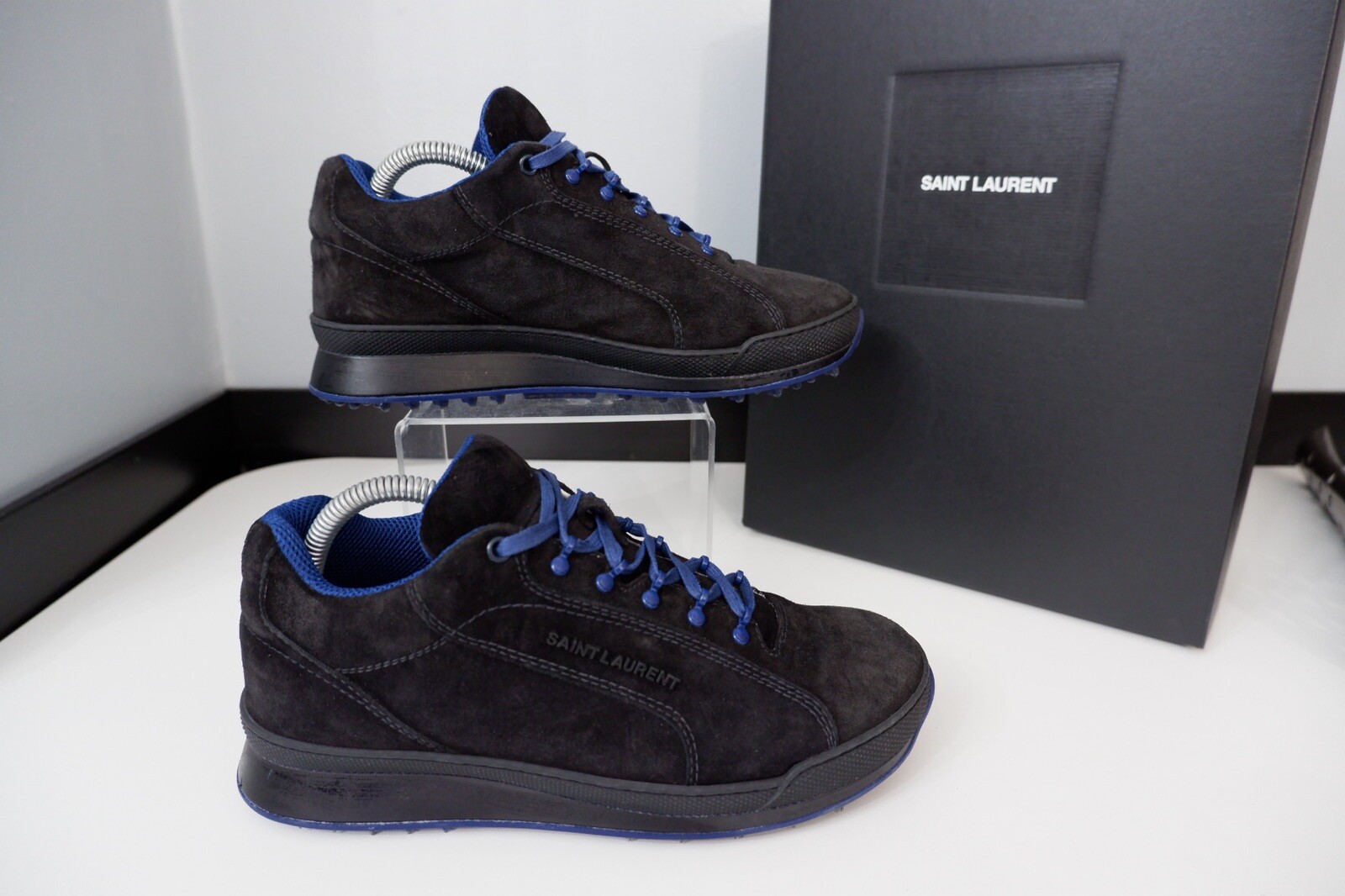 Sneakers Saint Laurent uomo basse taglia UK 5 EU39 camoscio nero immacolate