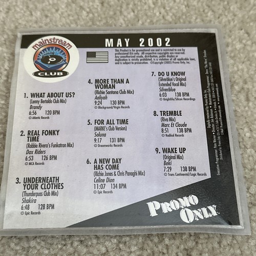 PROMO ONLY MAINSTREAM CLUB MAY 2002 DJ PROMO CD COMPILATION Shakira Celine Dion - Picture 3 of 4