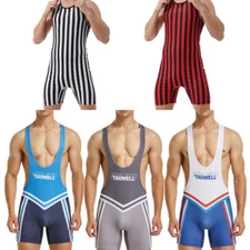 Men's Bodysuit Sleeveless Deep U Swimsuit Stretchy Romper Stretchy Leotards