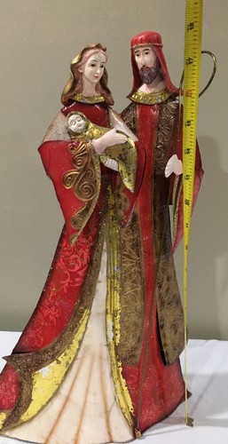 Vintage Bombay Metal Colorful Shiny Shimmering Detailed TALL Nativity RARE ~18”H - Picture 2 of 15