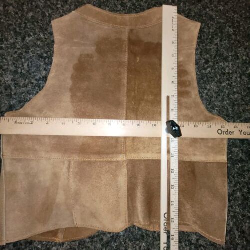 VTG Leather Vest & Skirt Set Bolero Flared Snap Up Midi A-line Junior SZ 9/10 - Picture 17 of 20