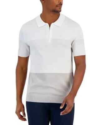 Alfani L43802 Men's Trilogy Regular-Fit Colorblock 1/4-Zip Knit Polo Size XL