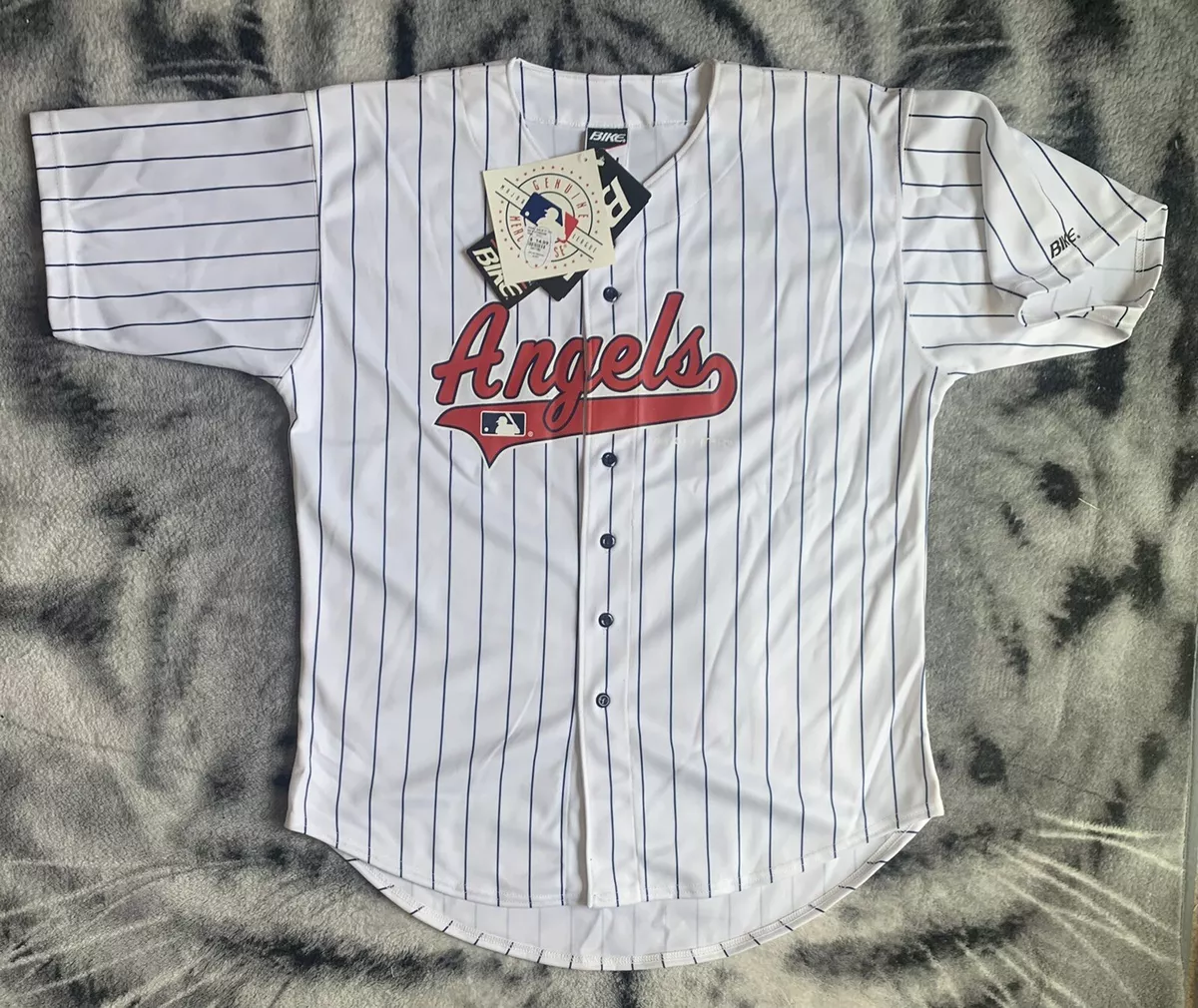 Rare Vintage Bike Athletics 1997 Anaheim Angels Pinstriped MLB Jersey Sz L  NWT