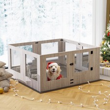 Dog Playpen Kennel Indoor Puppy Pen Pets Whelping Box Heavy Duty Tempered Glass