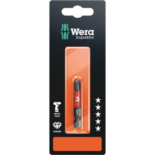 Wera 851/1 Impaktor Phillips Screwdriver Bits PH3 50mm Pack of 1 - Picture 1 of 9