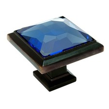 Cosmas 5883ORB-BL Oil Rubbed Bronze Blue Glass Square Cabinet Knob