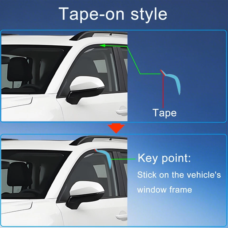 For 2007–2013 BMW X5 Tape-on Smoke Window Visors Rain Guards Side Wind Deflector - Изображение 3 из 4