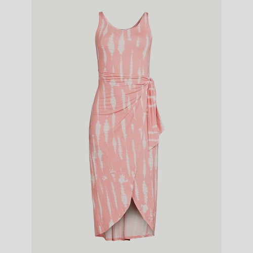 Scoop Women's Printed Sleeveless Midi Wrap Dress, Pink/White, Medium (8-10) - Picture 5 of 5