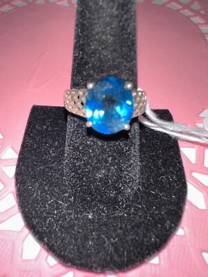 Aquamarine Oval Shape Stone, Thailand SS925, Ring Size 9