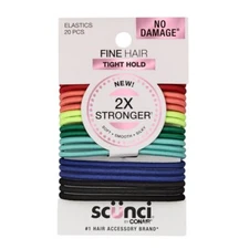 Scunci No Damage 2x Stronger Hold Ponytail Holder Hair Ties for Fine Hair