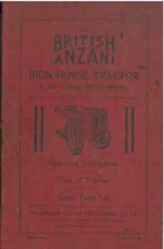 British Anzani Iron Horse Tractor Operation Manual/Parts List
