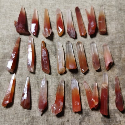 24pieces Natural red rabbit hair Quartz Crystal Points Specimen Healing D160
