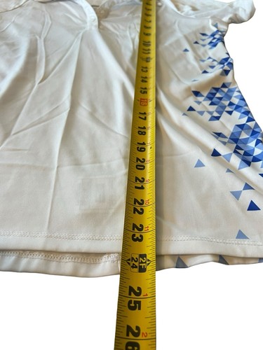 Antigua Desert Dry Xtra Lite White Blue Geometric Golf Polo Shirt Size Medium - Picture 4 of 7