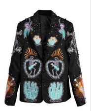 Men custom 2Pc black color Western Suit Cowboy Wedding cocktail party outfits.