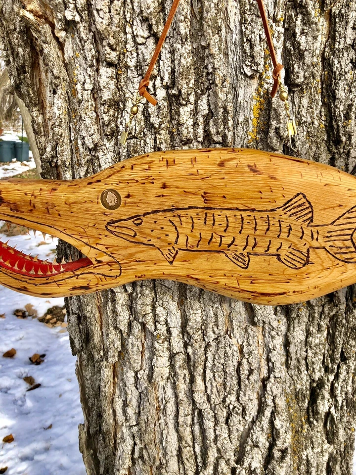 Hand Carved Fish Pike Vintage Rustic 22"  Sign Wood Cedar Carving Bait Shop - Image 3 of 4
