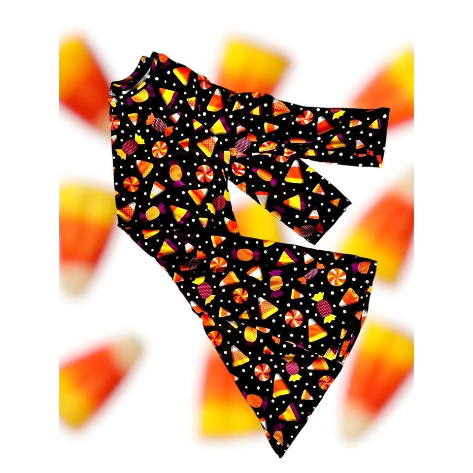 By By Candy Corn Dress Girls Sz L 14 Black Halloween Party Dance Trick