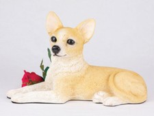 Large 100 Cubic Inches Orange  White Short Hair Chihuahua Resin Urn for Ashes