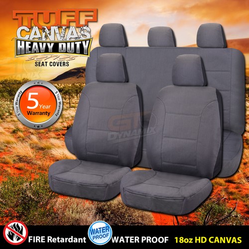 TUFF HD CANVAS Triton MQ Dual Cab Seat Covers 2ROWs JAN/2015-18 GLR GLX GLS CHAR - Picture 2 of 6