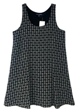 ONE CLOTHING Women's Geometric  Sleeveless Shift Dress Sz S Black / Tan NWT