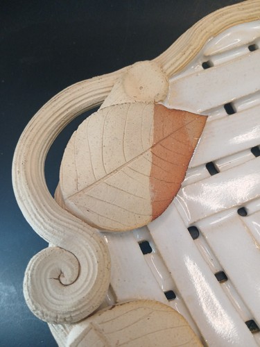 Artist Pottery Chip And Dip Woven Handles - Picture 4 of 7