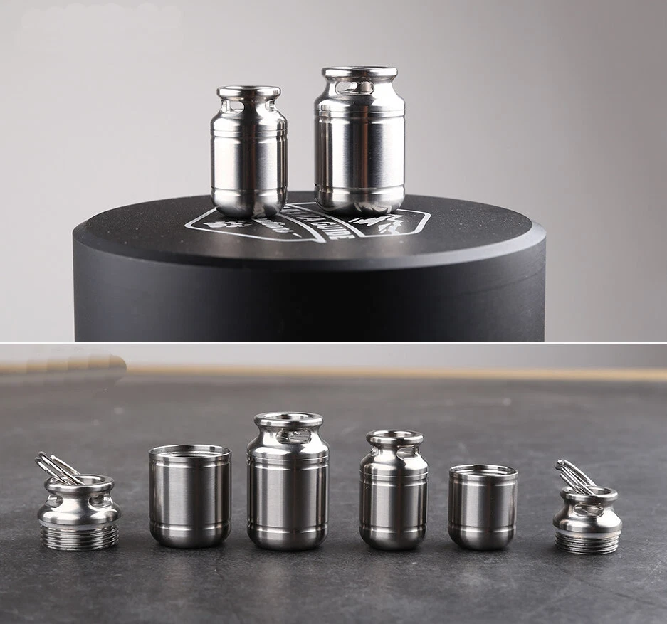 Titanium Waterproof Container Tank Portable Survival EDC Pill Box Keychain - Image 4 of 4