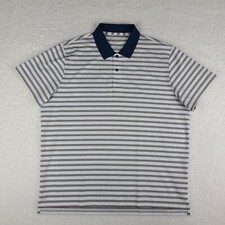 Bonobos Golf Polo Shirt Men XL White Blue Brown Striped Performance Standard Fit