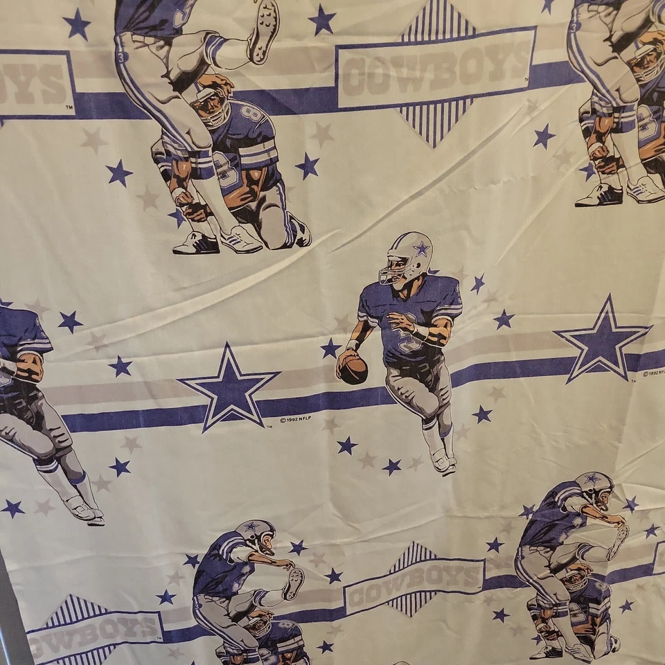 Vtg 1992 NFL DALLAS COWBOYS Football Twin Size Flat Bed Sheet Fabric - Image 4 of 4