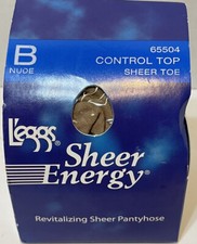 NOS Leggs Sheer Energy Collant Control Top Sheer Toe B Nudo Film Prop