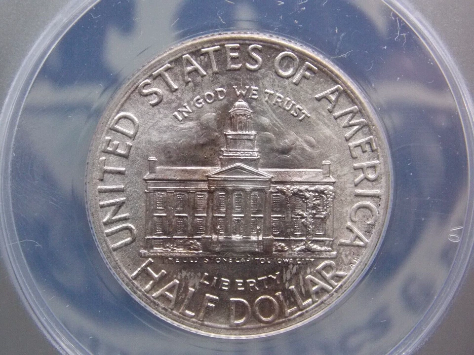 1946 Commemorative **IOWA** Silver Half Dollar 50c ANACS MS64 #060 BU Unc ECC&C - Image 2 of 4