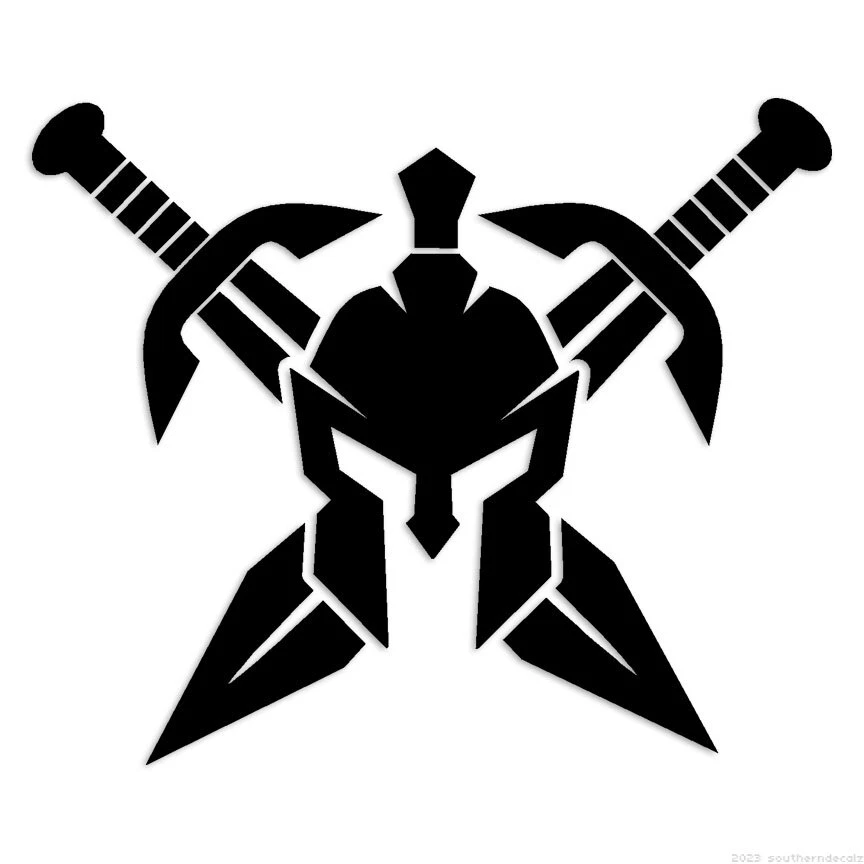 SOUTHERN DECALZ Sparta Crossed Swords - Decal Sticker - Multiple Colors & Sizes - ebn7245