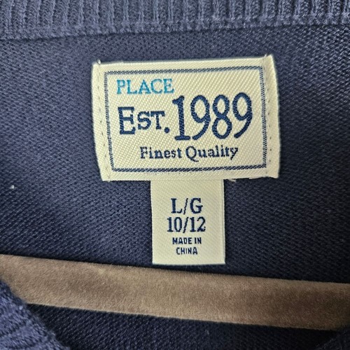 CHILDREN'S PLACE NWT Navy Blue Boys V-Neck Sweater Large 10/12 Cotton - Picture 3 of 4