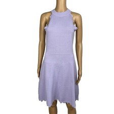 Eliza J Dylan's Tight Knit Dress Size M Lilac Scalloped Fit Flare Sweetheart