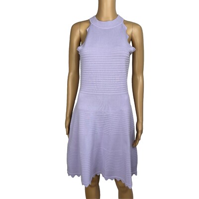 Eliza J Dylan's Tight Knit Dress Size M Lilac Scalloped Fit Flare  Sweetheart | eBay