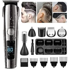 Cordless Men's Professional Electric Barber Hair Trimmer Clipper Body Beard Kit