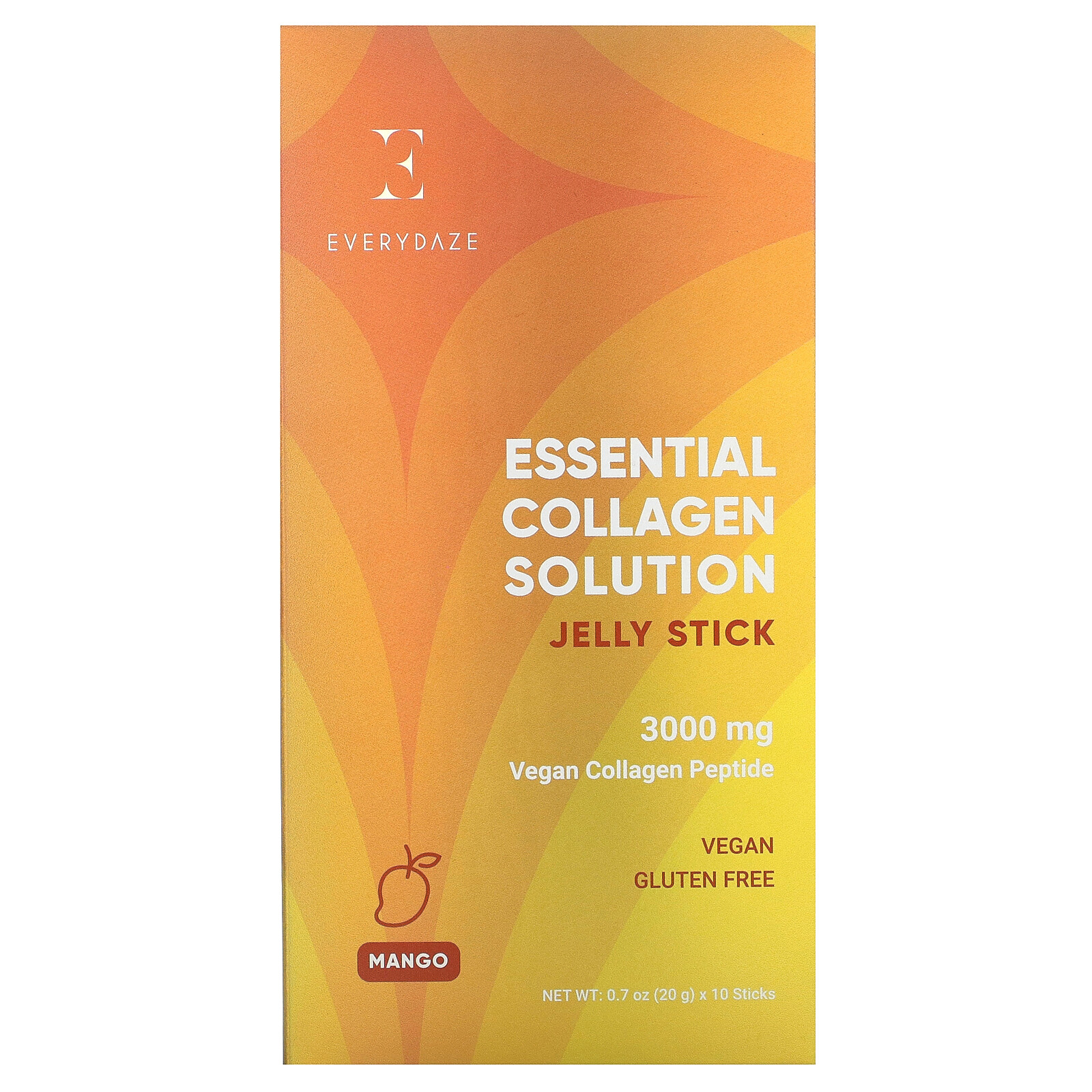Essential Collagen Solution Jelly Stick, манго, 3000 мг, 10 стиков, 0,7 унции (20