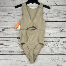 Colsie Women's Cut Out Bodysuit Beige - Size Small