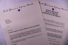 Queen Freddie Mercury Press Release + Letter  to Rick Sky Re Box Of Tricks 1992