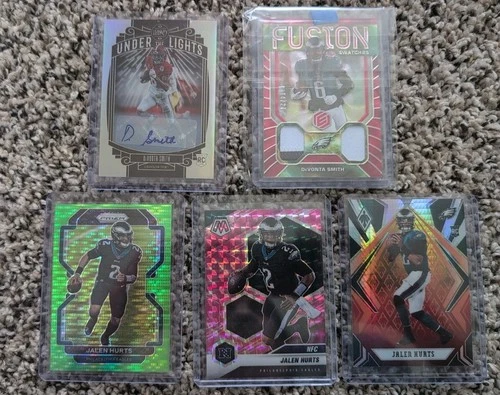 Philadelphia Eagles Cards. Three Hurts. Two Smith.  One Is Autographed.